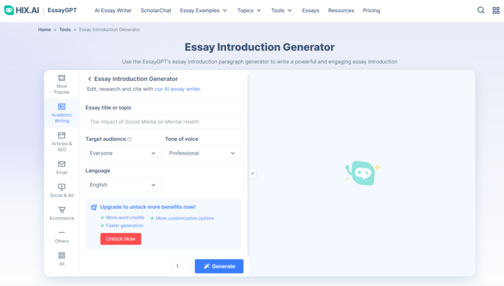 Essay Introduction Generator by HIX EssayGPT: Pioneering the Future of ...