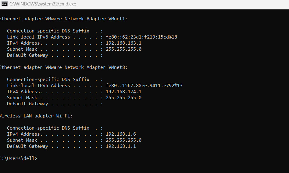 ipconfig